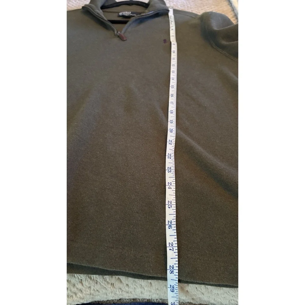 VTG 90s Polo Ralph Lauren Mens Sz L Olive Green Knit 1/4 Zip Sweater Purple Pony